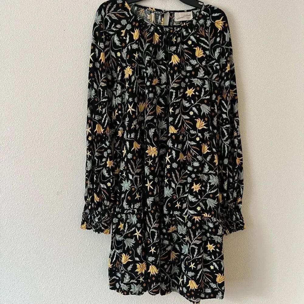 Universal Thread Black Floral Long sleeve Dress Size S